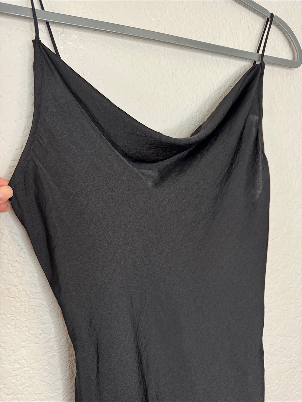 Free People Slip Dress Side Ruching Black Sz Small Spaghetti Strap Day to Night - Picture 3 of 10